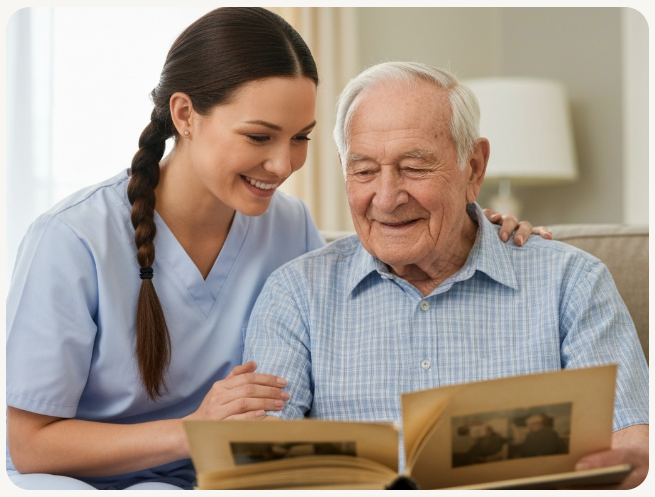 Elderly Man with his caregiver Elderly Man with his caregiver